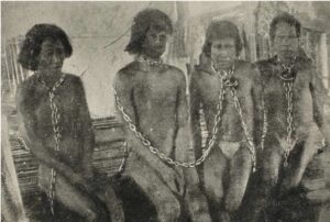 Photograph of enslaved Amazonian Indians exploited in the rubber industry.