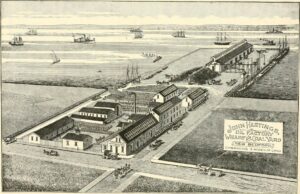 New Bedford was all about bringing light to the world, at first through whaling. But the city was also at the forefront of America's fossil economy, as this illustration of the Hastings Factory demonstrates.