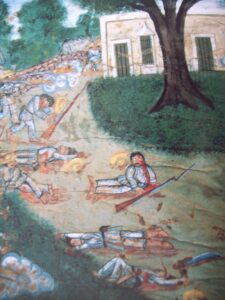 For many decades across the second half of the nineteenth century, Mexico's Yucatan became the site of a massive rebellion. This illustration shows some of the carnage of that conflict, which erupted as a result of oppression from henequen farmers.