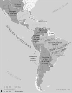 Latin America in the eighteenth century. The political map of this part of the world would change dramatically in the nineteenth century with the wave of independence and the creation of federal republics.